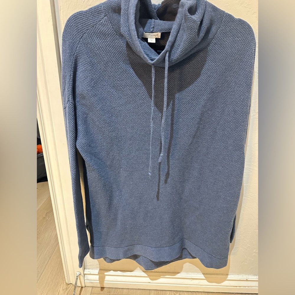 Pure Jill For J. Jill Teal Cowl Neck Pullover Waffle Sweater Size Medium